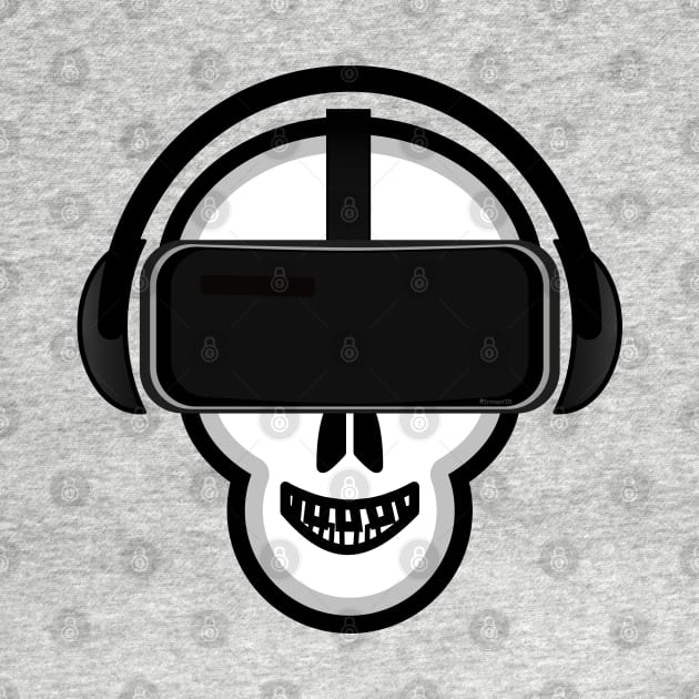 Skull Wearing a Virtual Reality Gaming Headset by bystander